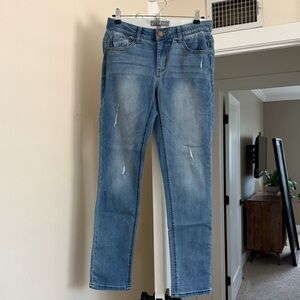 Wit & Wisdom Medium Blue Straight-Leg Jeans with Light Distress